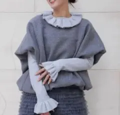 コクーンデザインボアプルオーバー　グレー