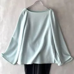 デプレ　23SS ライトダブルクロス　ボートネックブラウス　水色　F