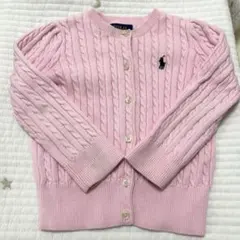値下げ可 POLO ピンク ケーブルニットカーディガン