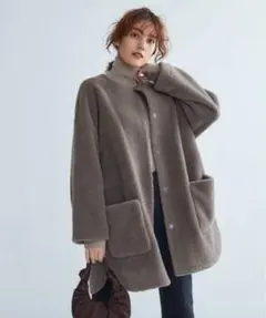 【美品】Mila Owen ✳︎シャツカーブボアコート モカ