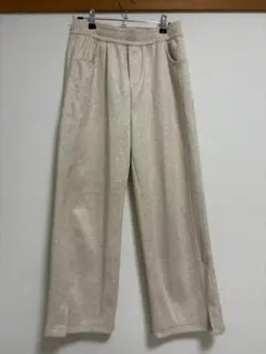 ベージュ ワイドパンツ ヘリンボーン柄 レディース ルームパンツ