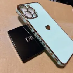 ターコイズ色　iPhone13promax ハート　スマホ　ケース