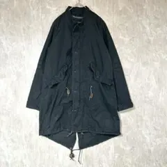 【ジョンブル】 2WAYモッズコート M ブラック 膝丈 綿混 ポケット有り