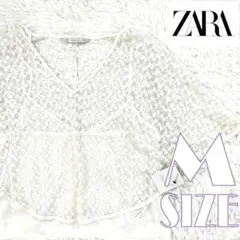 【タグ付き未使用品】ZARA TRAFALUC　レースフレアブラウス　シースルーのサムネイル