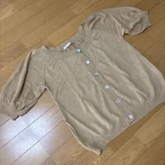 Hug O War 半袖リネンカーディガン マスタード色美品のサムネイル