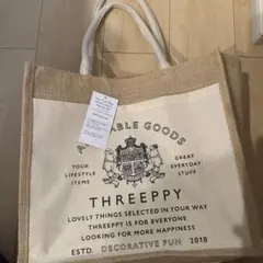 THREEPPY ジュートバッグ A4 コットンポケット付き