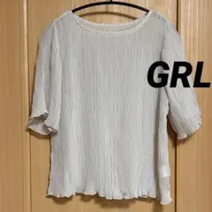 新品未使用　GRL 半袖シアーブラウス　ベージュ　F 春夏