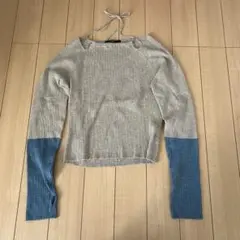 Kastone リブ編み長袖ニット ベージュと青