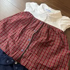 familiar チェック柄ロンパース