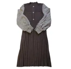 cawaii ニットワンピース　ブラウン　千鳥格子柄　美品