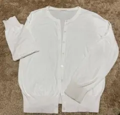 GU UVカットウォッシャブルクルーネックカーディガン オフホワイト Ｌサイズ