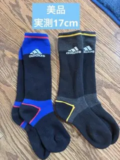 【美品】adidas 靴下 17,18cm サッカー 2足セット 子供 キッズ