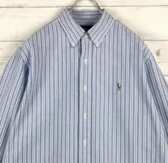 【最終値下げ】ラルフローレン　ストライプシャツ　クラシック　ライトブルー　L