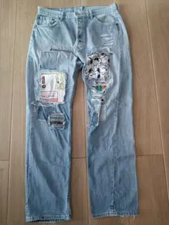 Levi's スヌーピー パッチワーク デニム パンツ ジーンズのサムネイル
