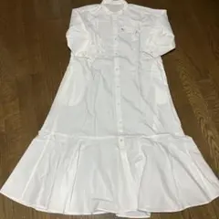 GUオフホワイト バンドカラーシャツワンピース XS