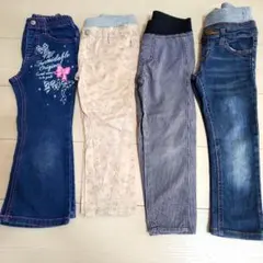 子供用ボトムスセット 100cm　4本セット　女の子　デニムパンツ　薄手ズボン