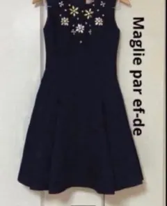Maglie par ef-de ビジュー 花 ワンピース 7号 日本製 黒