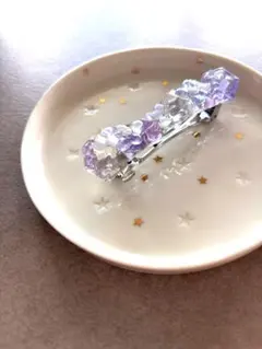 ハンドメイドバレッタ　紫陽花　琥珀糖デザイン