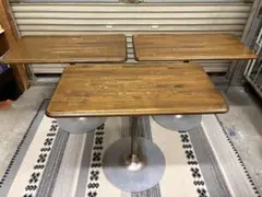 【直接引取】昭和レトロ カフェテーブル 木製 1本脚 喫茶店 什器② 直接引取】昭和レトロ カフェテーブル 木製 1本脚 喫茶店 什器①