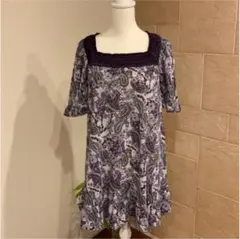 INGEBORG パープル柄半袖チュニック