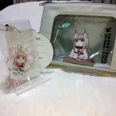 うちのねこが女の子でかわいい　アクリルキーホルダー　ポーチ　きなこ　２点