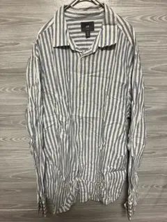 H&M メンズ ストライプシャツ S ストライプ 古着 ブルー/ホワイト
