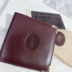 【美品✨】Cartier カルティエ マスト 二つ折り 札入れ ボルドー 財布のサムネイル