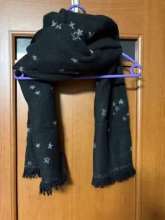 星柄☆大判 ストール マフラー ブラック
