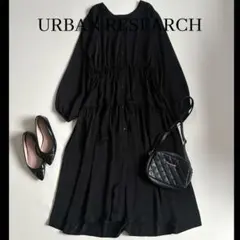 ◆美品◆アーバンリサーチ◆ティアードマキシワンピース◆サテン◆黒◆フリー◆