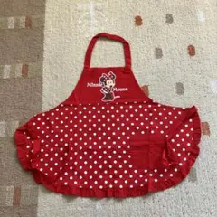 ミニーマウス エプロン 赤 水玉
