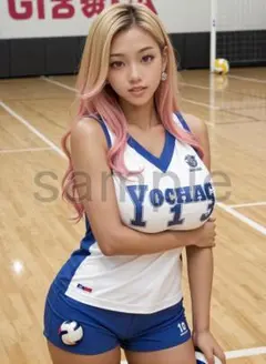 vg2● AI 美女 A4 ポスター 光沢紙 バレー スポーツ ユニフォーム
