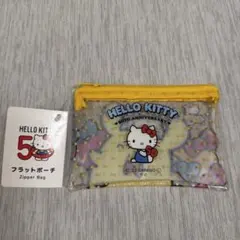 【新品タグ付】ハローキティ 50周年記念 フラットポーチ サンリオ