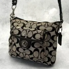 COACH コーチ ショルダーバッグ キャンバス ターンロック クロスボディ 黒