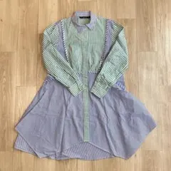 ZARA BASIC ストライプ 変形 シャツドレス シャツワンピース 長袖のサムネイル