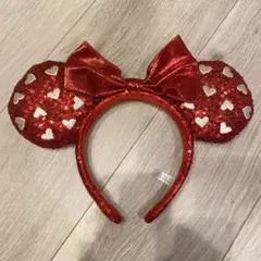 東京ディズニーリゾート カチューシャ 赤 スパンコール ハート　ミニー