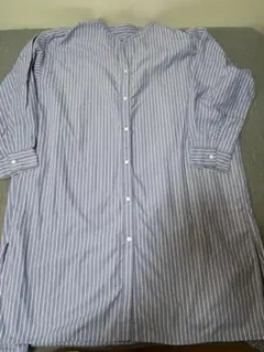 GU ストライプ 長袖 ロングシャツワンピース Lサイズ