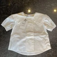 ZARA 半袖シャツ フリル付き ホワイト 6