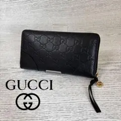 未使用級　GUCCI グッチ　長財布　ラウンドファスナー　ブラック　S031★