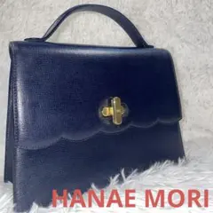 美品 Hanae Mori ハナエモリ ハンドバッグ フォーマル レザーブラック