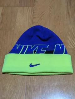 パ*ん様 Y2K Nike ニット帽 紫・蛍光黄色