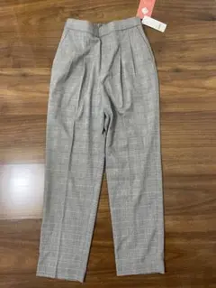 新品タグ付き グローバルワーク グレー系チェック タック入りパンツ Lサイズ