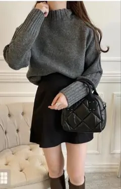 GRL ハイネックショート丈ニットトップス[mb1240]チャコール