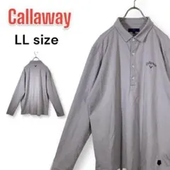 【美品】キャロウェイ ゴルフ 長袖ポロシャツ グレー 総柄 LL 大きいサイズ