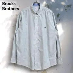 た*。様 美品　ブルックスブラザーズ　ボタンダウン　ストライプシャツ　グリーン緑