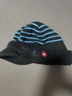Quiksilver ストライプニット帽 黒/青のサムネイル
