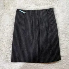 【コムサデモード】ミニスカートMサイズ ストライプ ウール、キュプラ100%