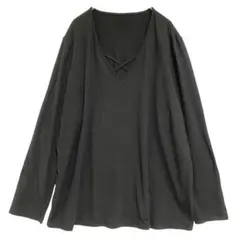 シーイン　Vネック カットソー　黒　OXL / L