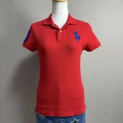 ラルフローレン ポロシャツ ビッグポニー 赤 レッド ネイビー レディースL