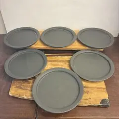新品　陶器　陶芸作家　リム大皿約25cm6枚　758