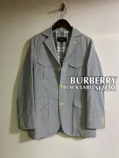 バーバリーブラックレーベル シアサッカー テーラードジャケット ストライプ M